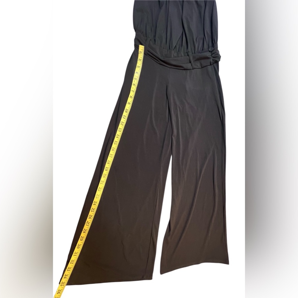 Lapis One Piece Pants Romper Womens Size Medium Black T Strap Sleeve Wide Leg - Picture 3 of 10